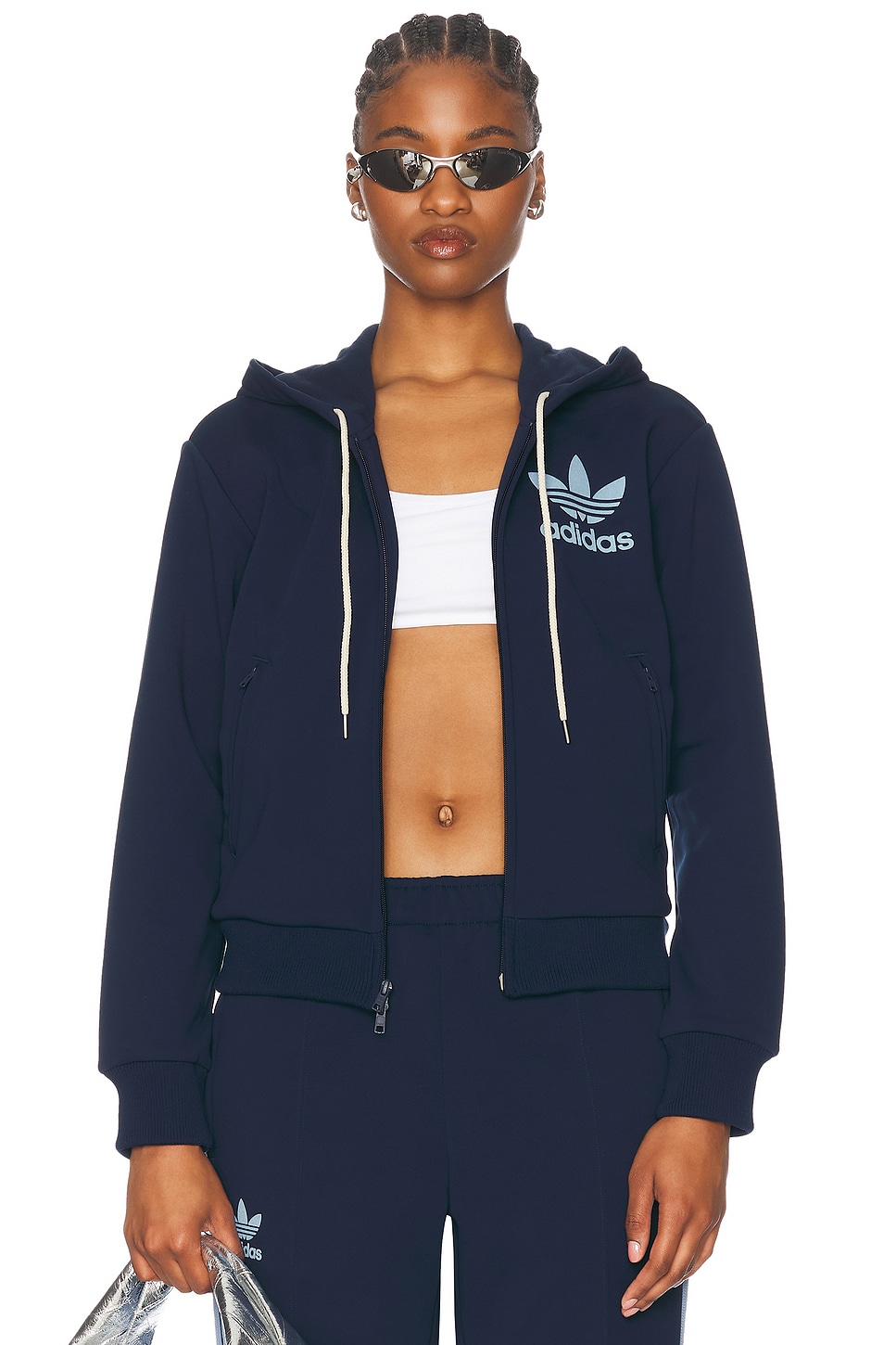 Image 1 of adidas by Wales Bonner Track Hoodie in Collegiate Navy