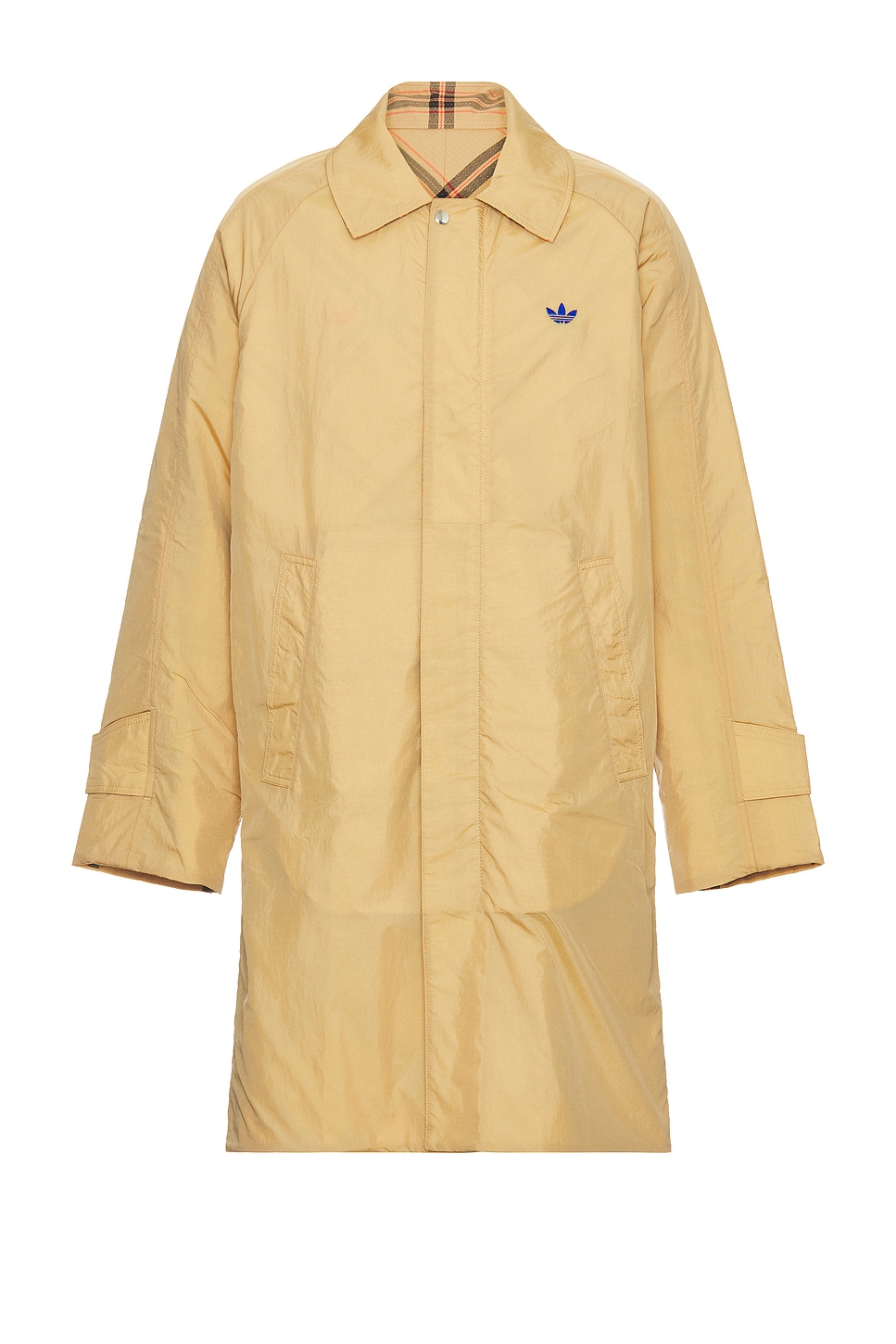 Image 1 of adidas by Wales Bonner Reversible Mac Coat in Beige & Check