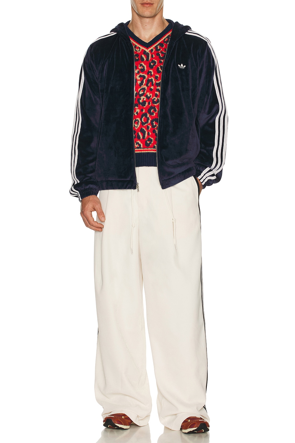 about adidas Hot Sale adidas by Wales Bonner Velour Track Jacket in Navy FWRD