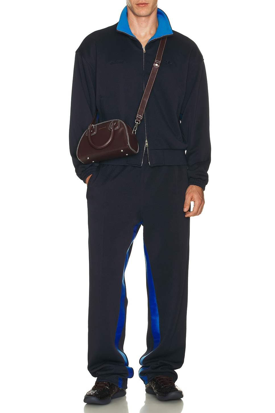 Image 1 of adidas by Wales Bonner Pique Track Pants in Night Navy