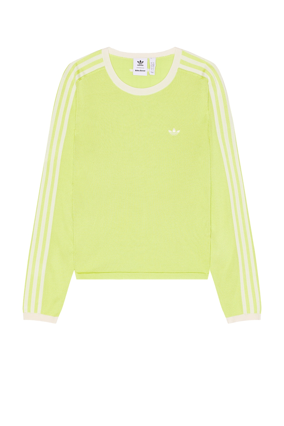 Image 1 of adidas by Wales Bonner Knit Long Sleeve Tee in Semi Frozen Yellow & Chalk White