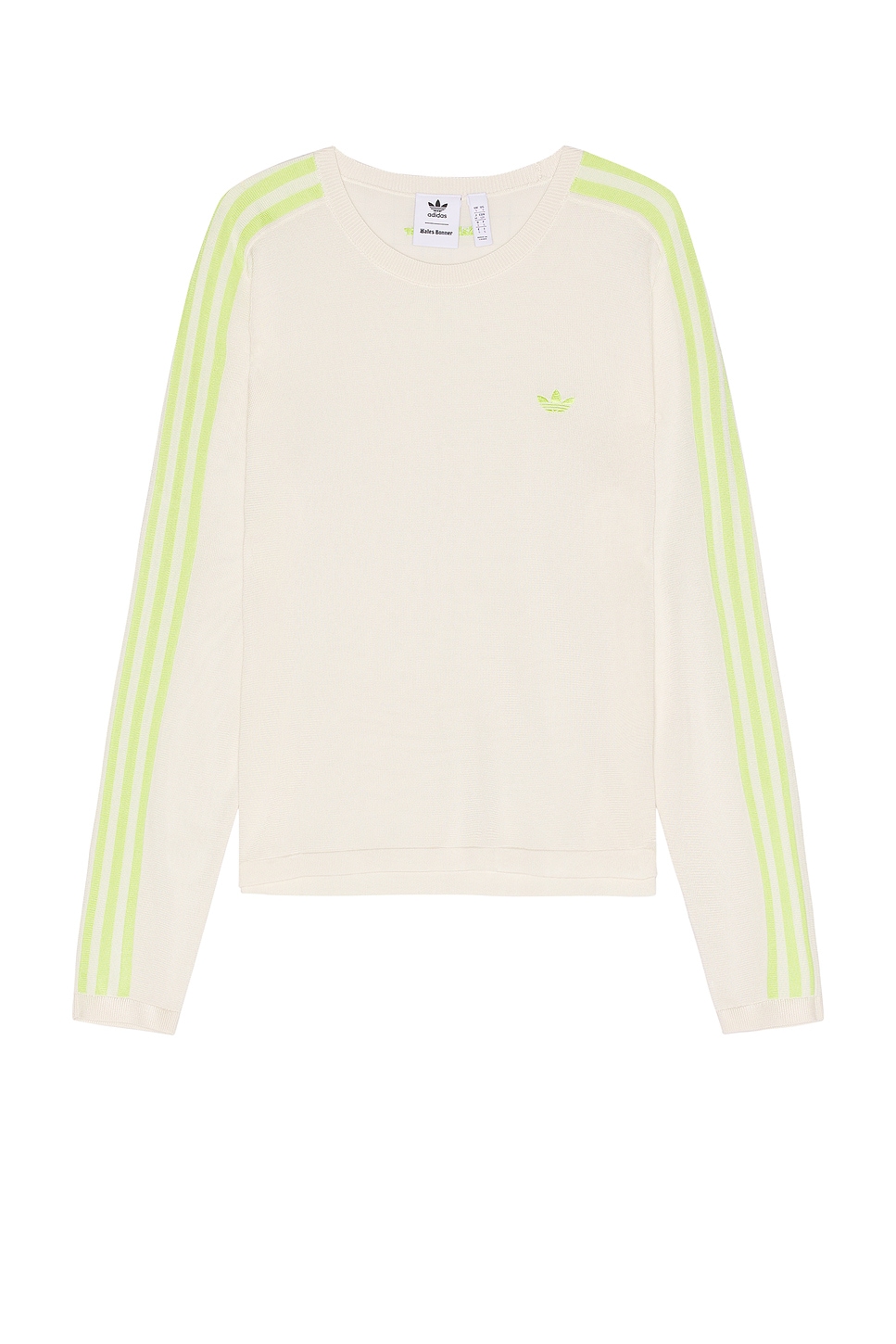 Image 1 of adidas by Wales Bonner Knit Long Sleeve Tee in Chalk White & Semi Frozen Yellow