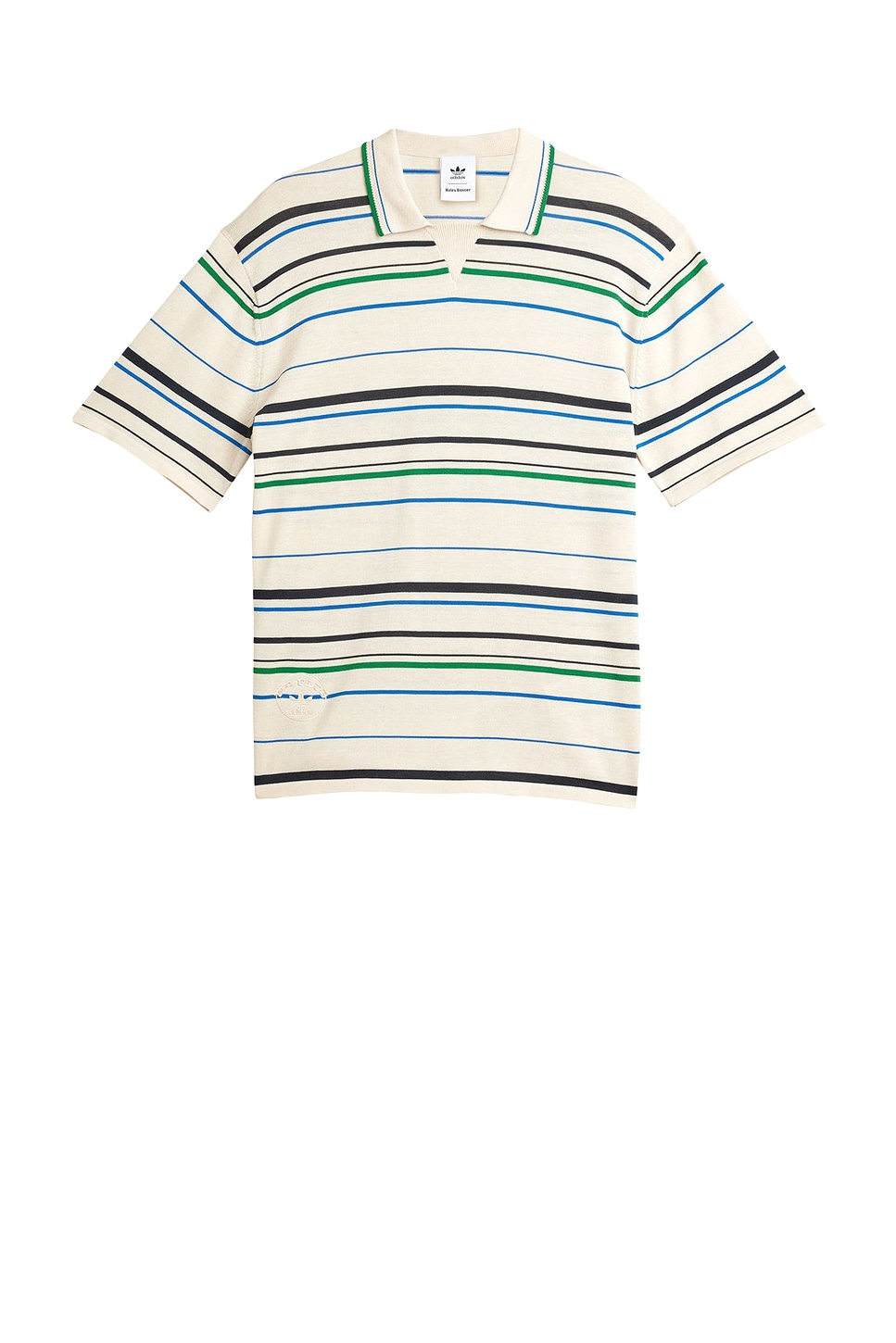 Knit Polo in White,Green