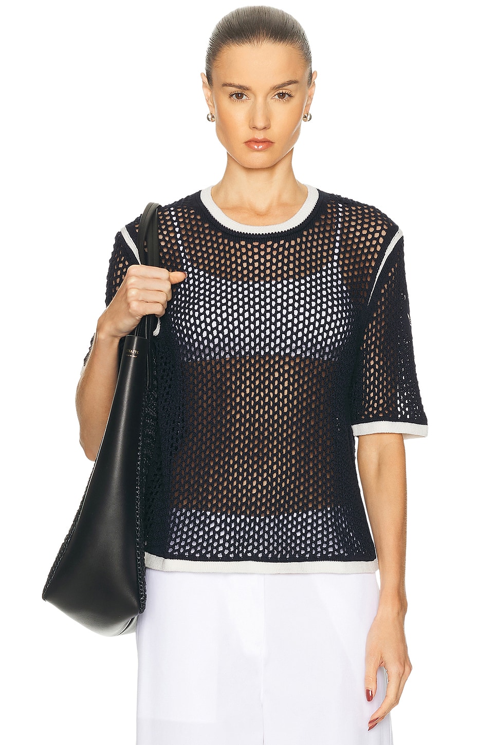 Image 1 of adidas by Wales Bonner Knit Tee in Wonder White, Green, Bluebird, & Night Indigo
