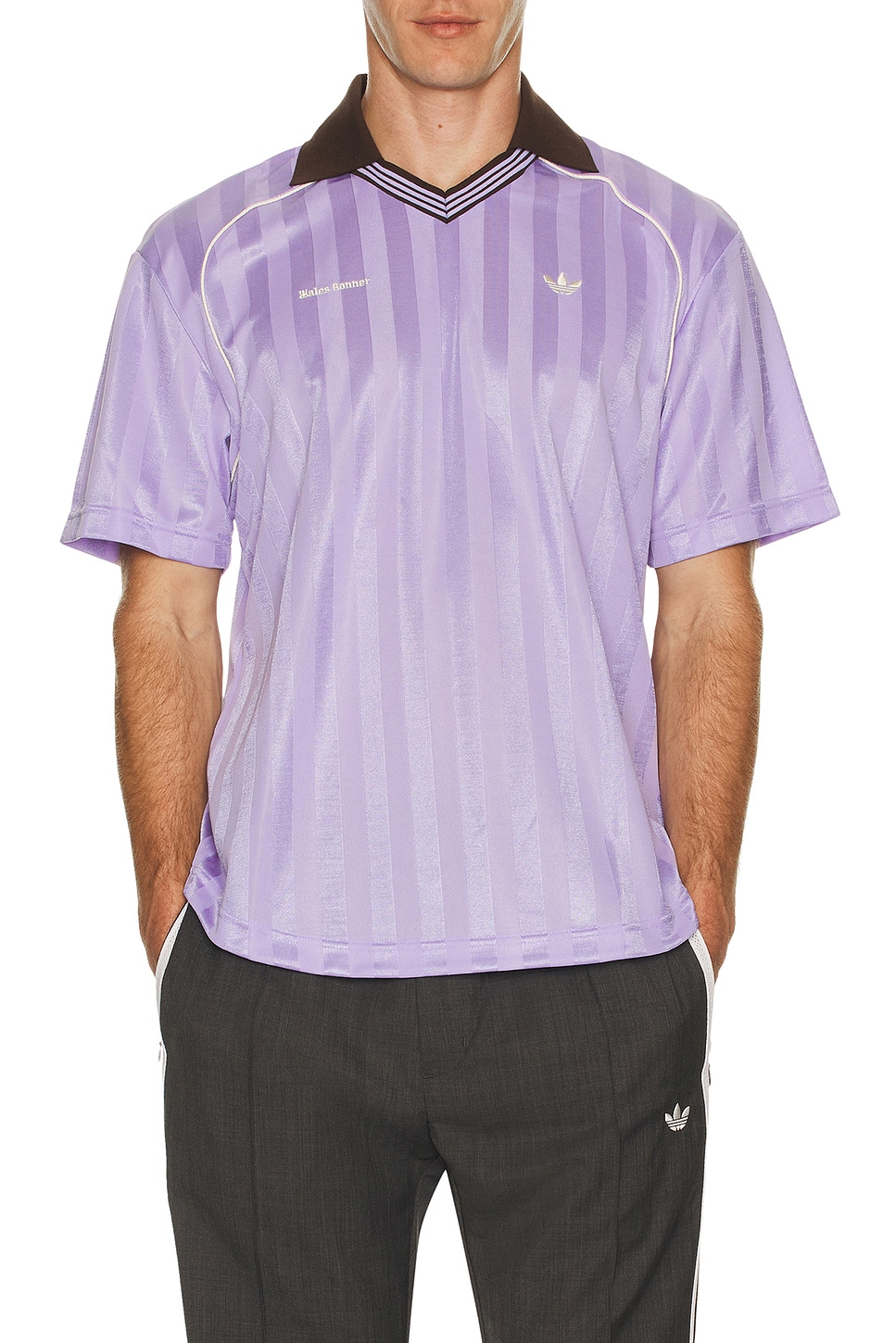 Image 1 of adidas by Wales Bonner Cali Tee in Purple & Black