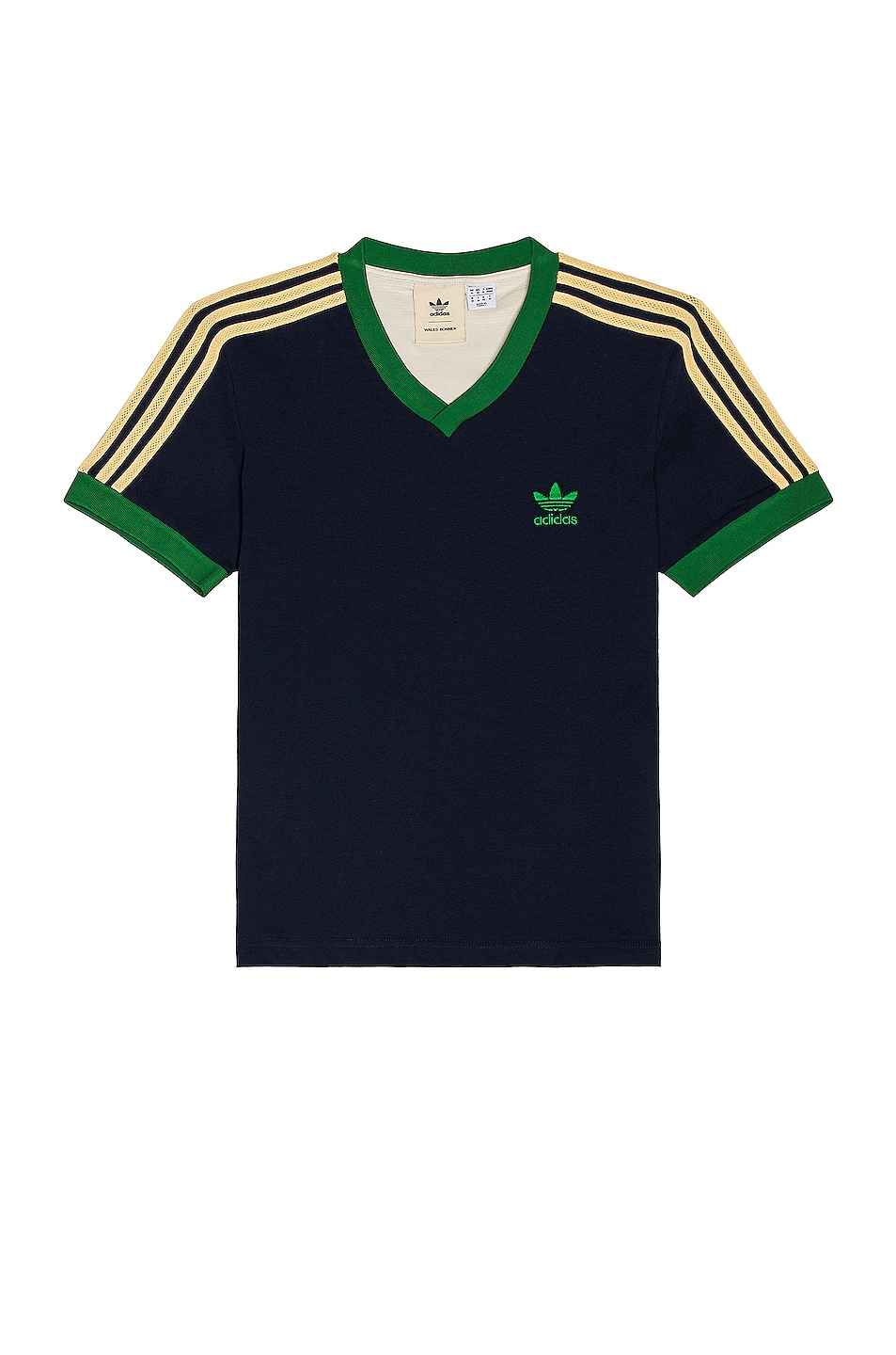 Image 1 of adidas by Wales Bonner 70s V Neck in Night Indigo & Prime Green