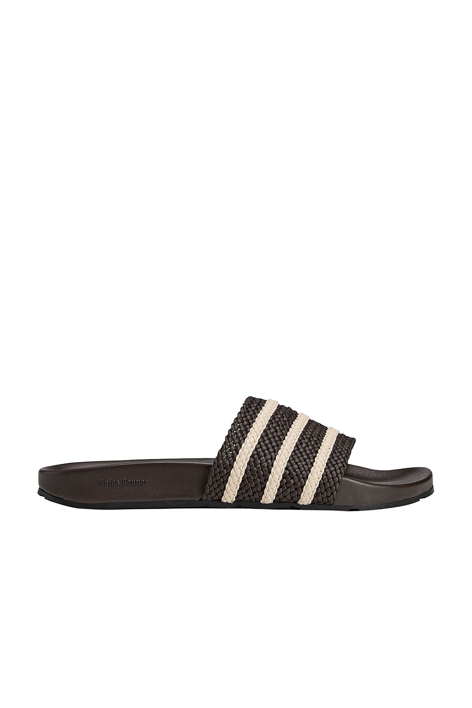 Image 1 of adidas by Wales Bonner Adilette in Dark Brown, Wonder White, & Night Brown