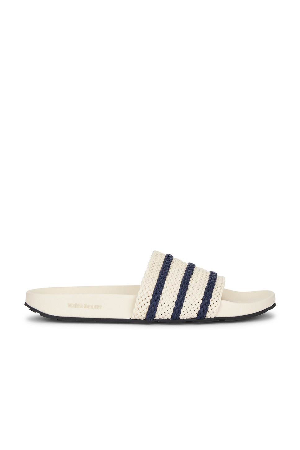 Image 1 of adidas by Wales Bonner Adilette Slides in Wonder White & Night Indigo