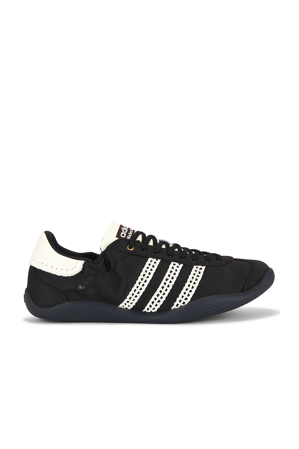 Image 1 of adidas by Wales Bonner Karintha Lo Satin Sneaker in Black, Dark Brown, & White