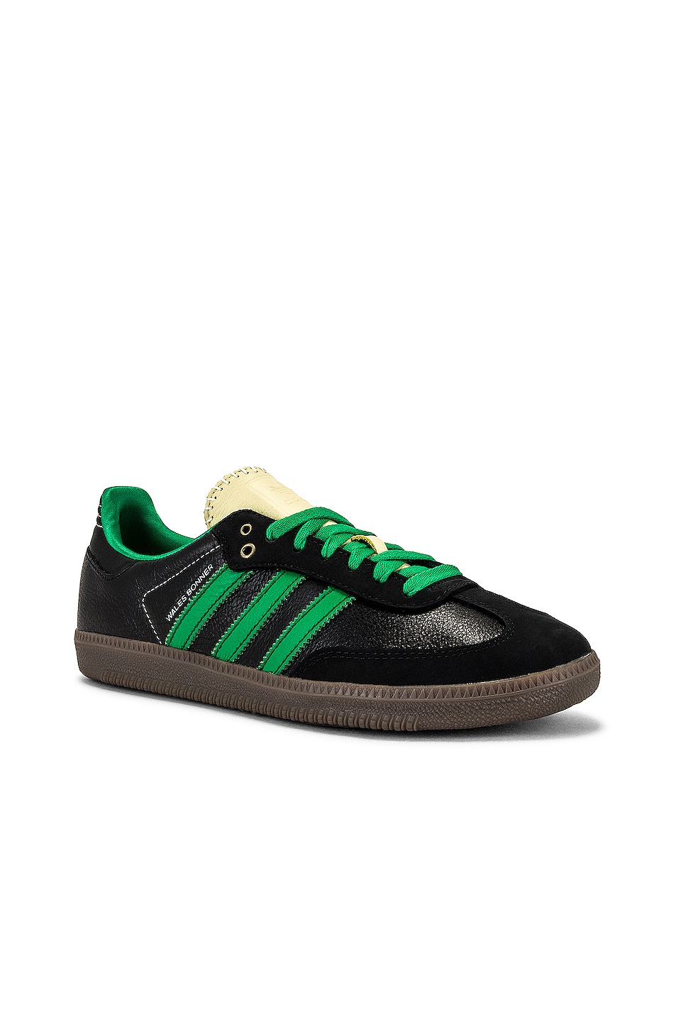 Image 1 of adidas by Wales Bonner Samba in Core Black & Prime Green