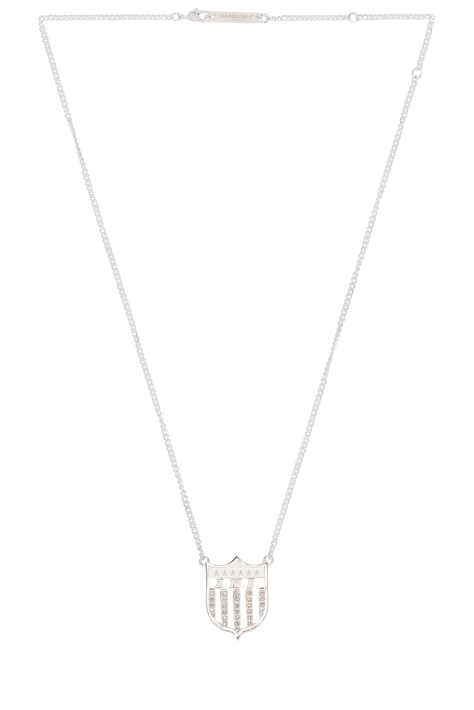 Image 1 of Ambush Varsity Shield Charm Necklace in Silver