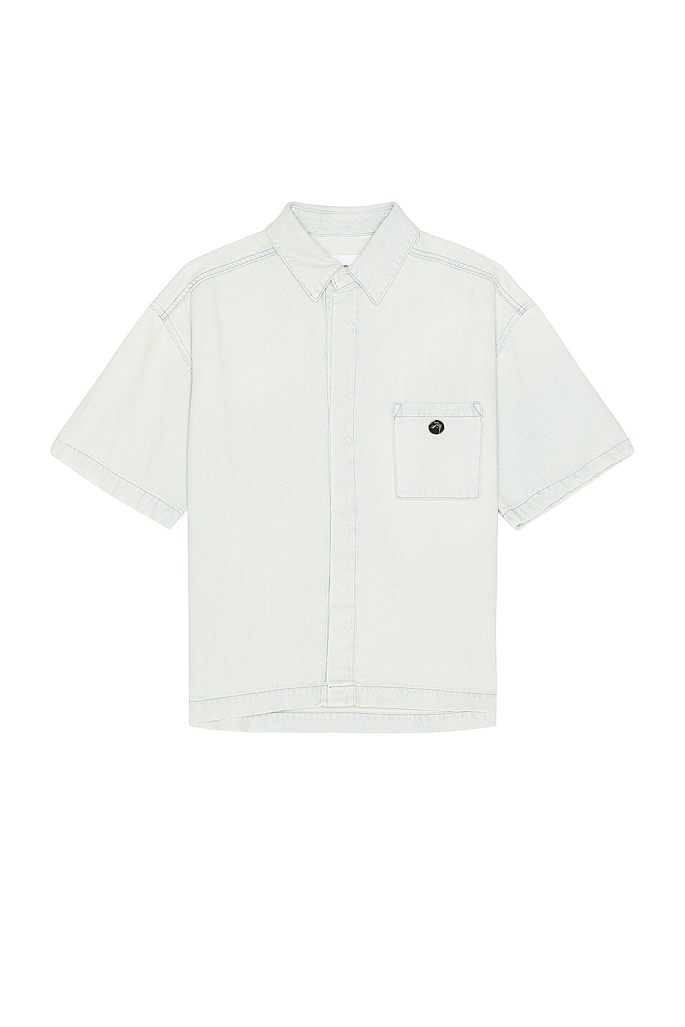 Image 1 of Ambush Boxy Fit Short Sleeve Denim Shirt in Light Blue