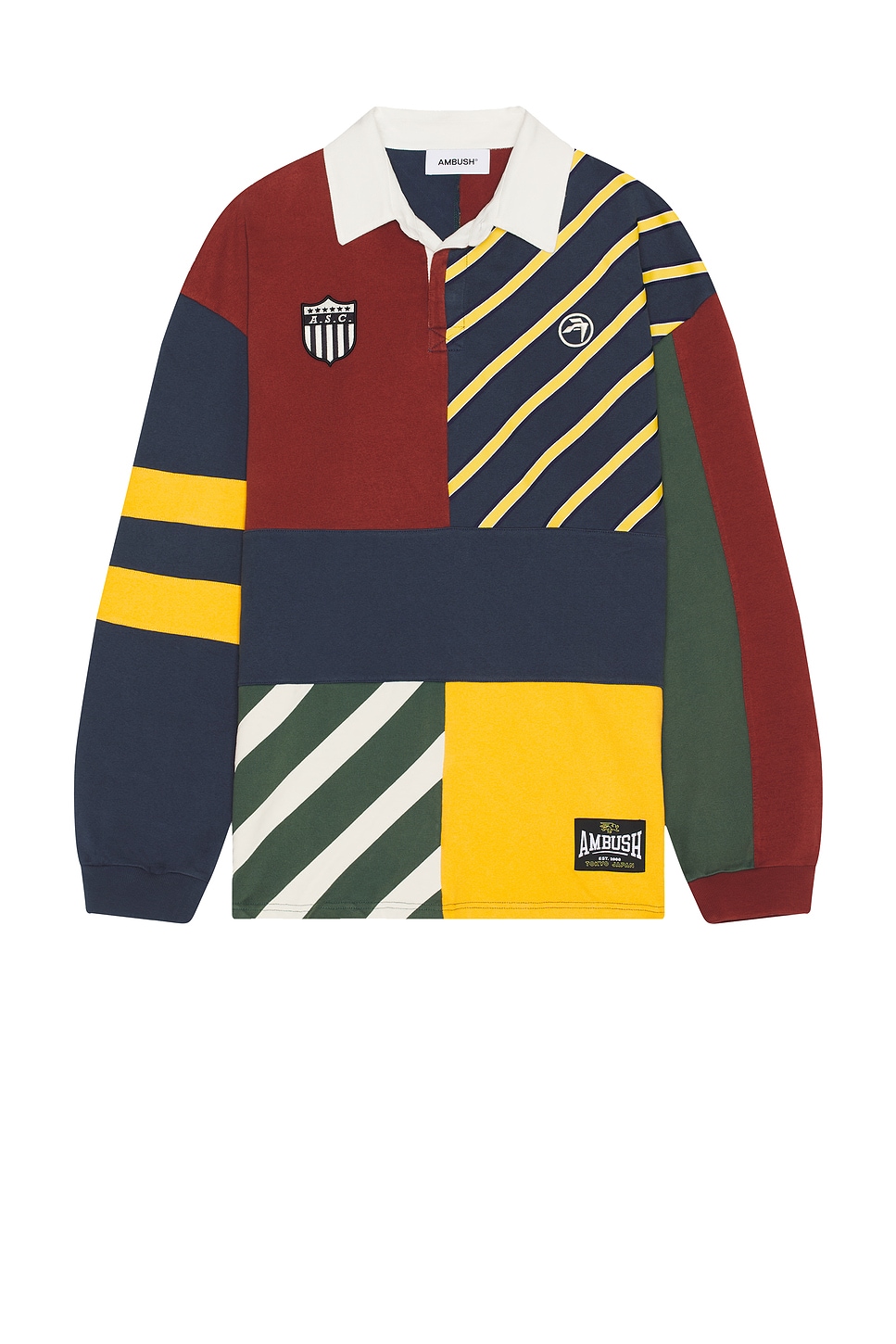 Shop Ambush Patchwork Rugby Shirt In Multi