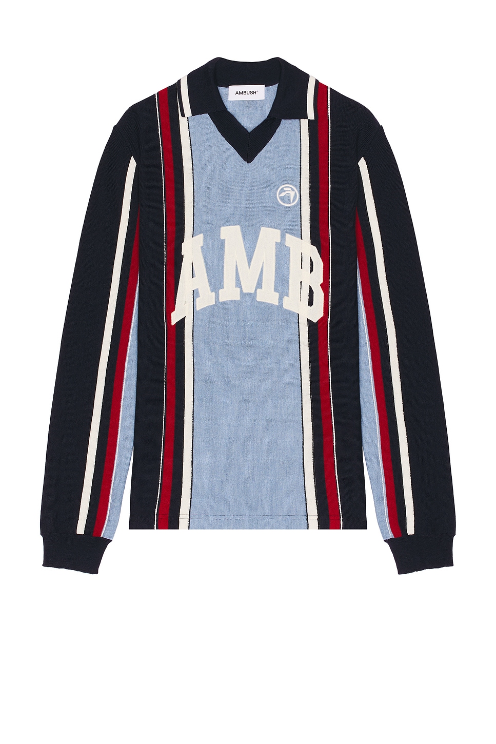 Image 1 of Ambush Long Sleeve Embroidered Polo in Light Blue