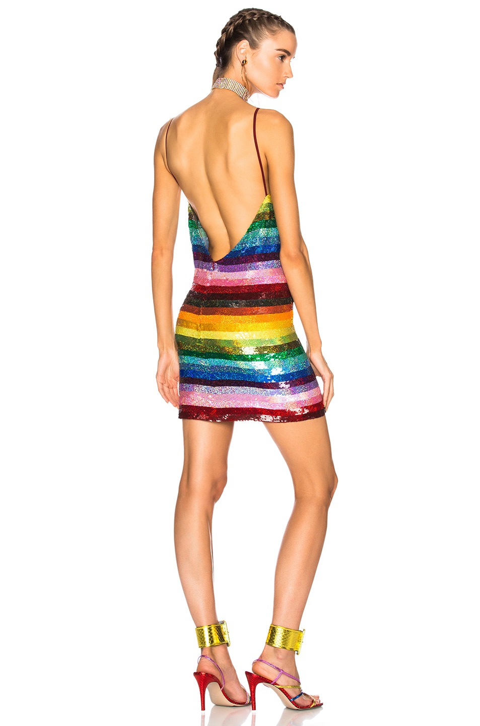 Image 1 of Ashish Backless Mini Dress in Glitter Rainbow