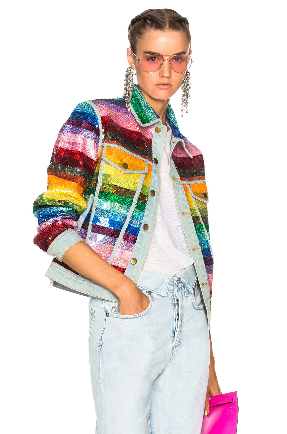 Image 1 of Ashish Sequin Jacket in Glitter Rainbow