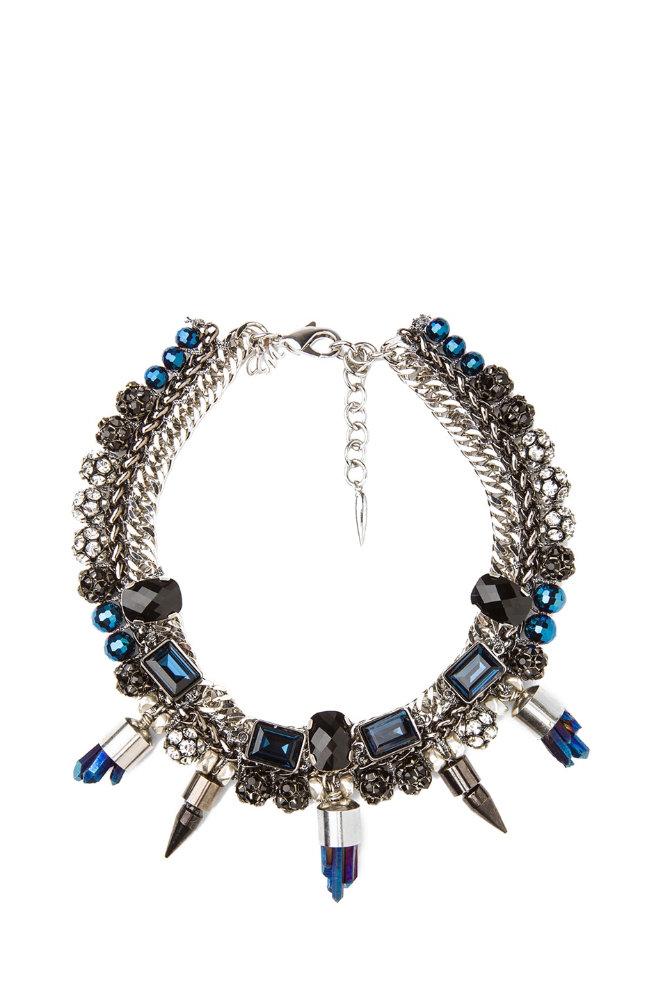 Image 1 of Assad Mounser Eno Rhodium Plated Collar Necklace in Navy