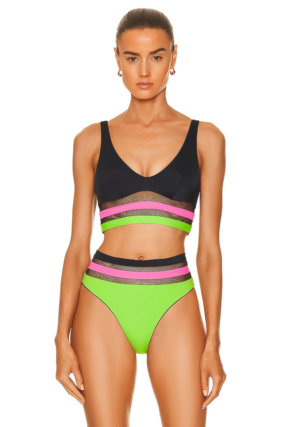 Image 1 of Agent Provocateur Zenaya Bikini Bra Top in Black, Apple Green, & Pink