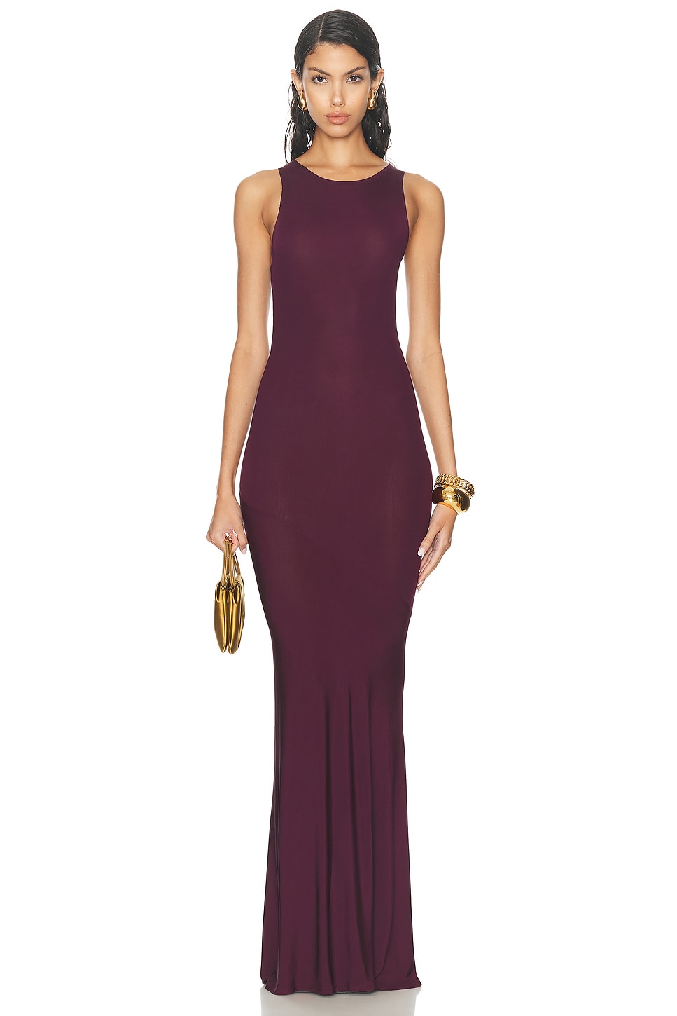 Image 1 of Atlein Sleeveless Bias Long Dress in Coa Lie De Vin