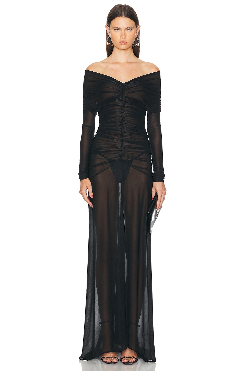 Image 1 of Atlein V-neck Cut Out Gown in Black