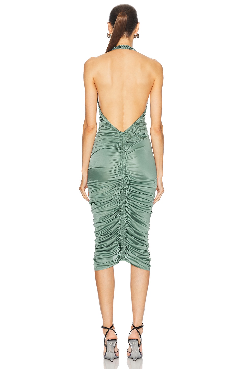 Atlein Ruched Asymmetric Midi Dress