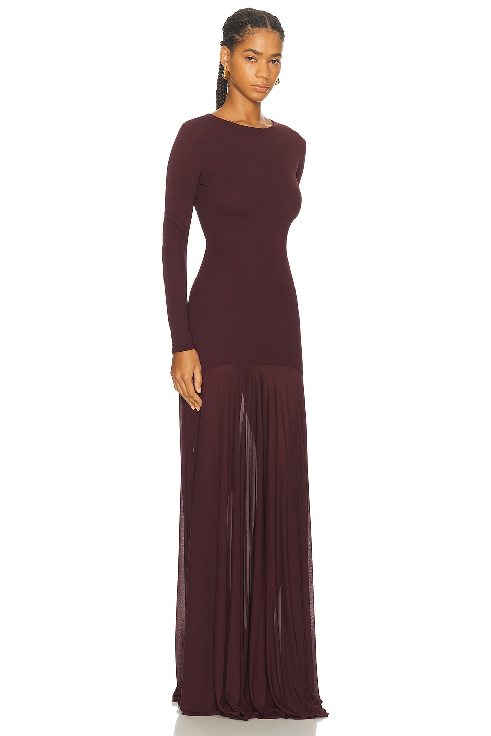 Atlein Long Sleeve Maxi Dress In Burgundy