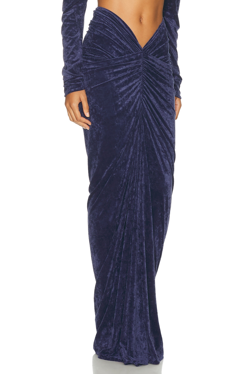 Atlein Ruched Long Skirt In Blue