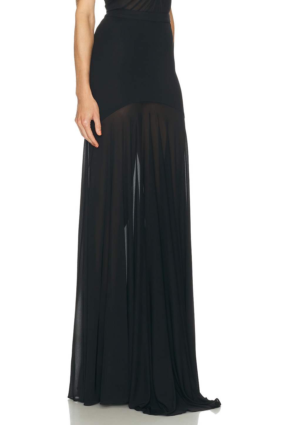 Atlein Long Godet Skirt In Multi