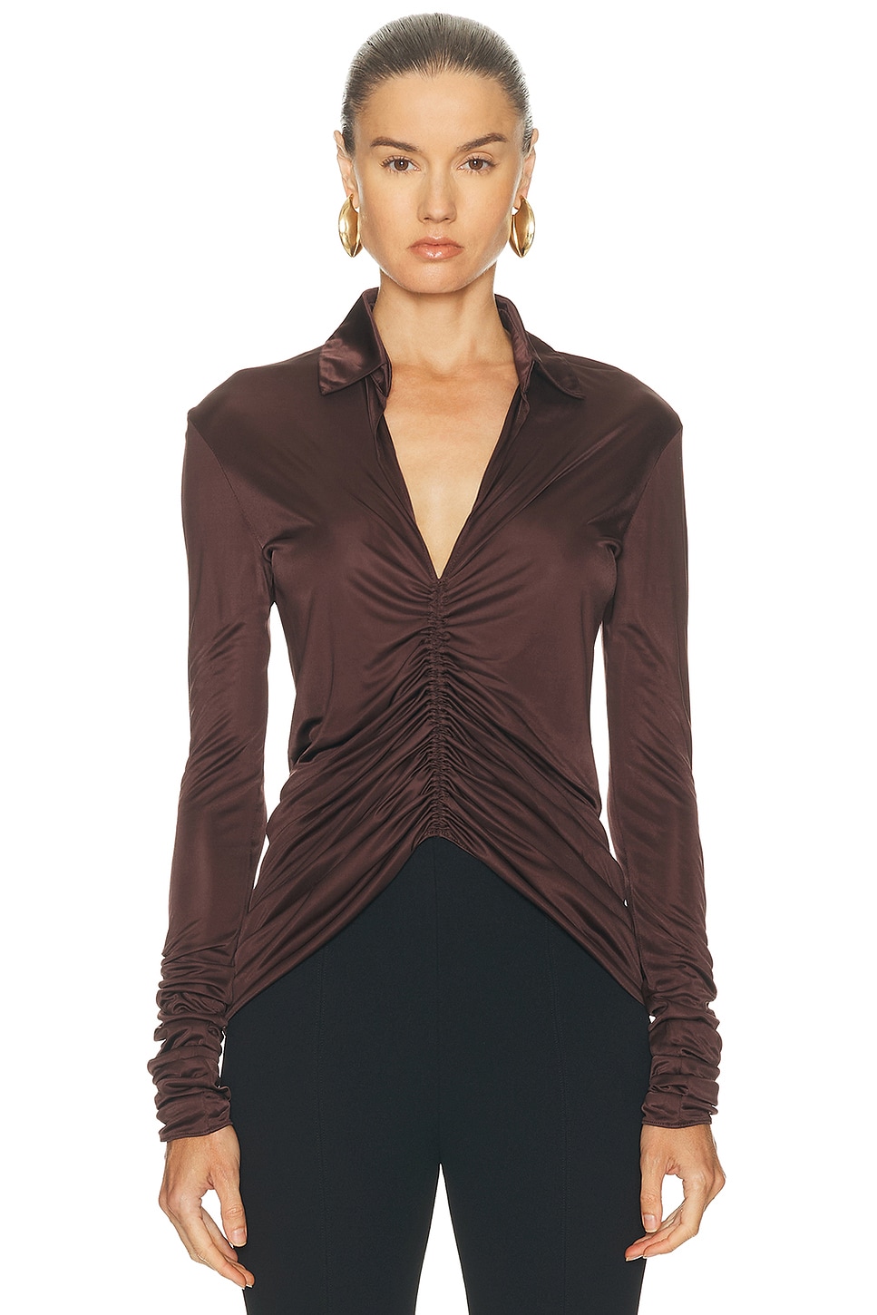 Image 1 of Atlein Front Ruched Shirt in Ebene