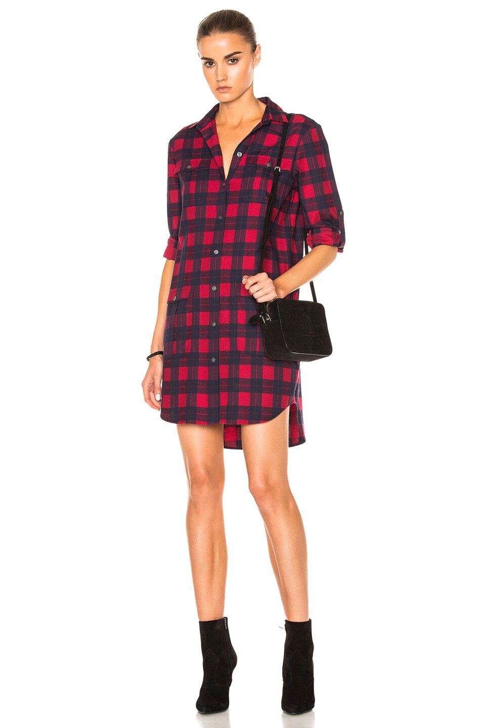 Image 1 of ATM Anthony Thomas Melillo Flannel Dress in Hollyberry Midnight Plaid
