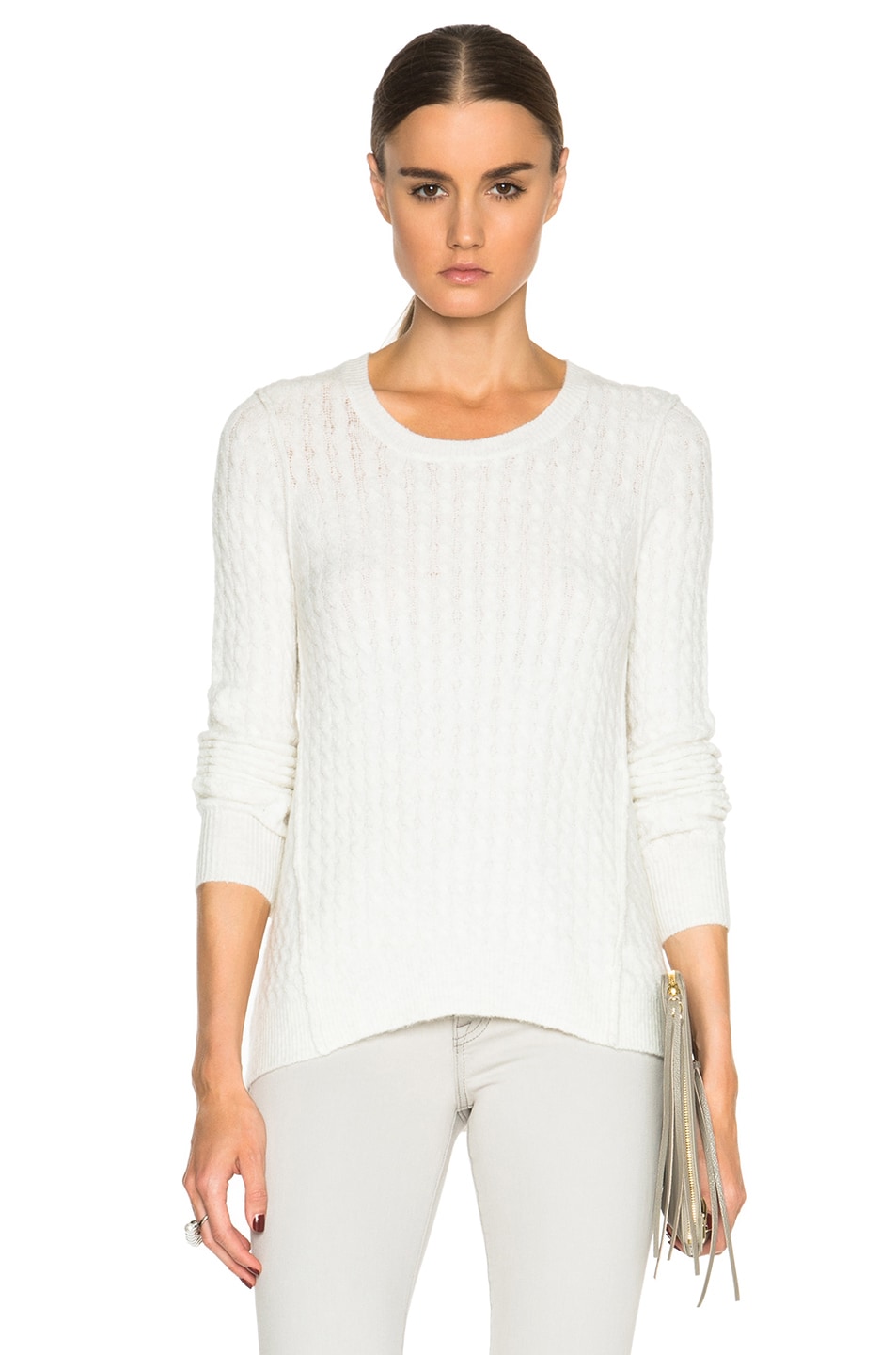 Image 1 of ATM Anthony Thomas Melillo Cable Knit Sweater in Shell