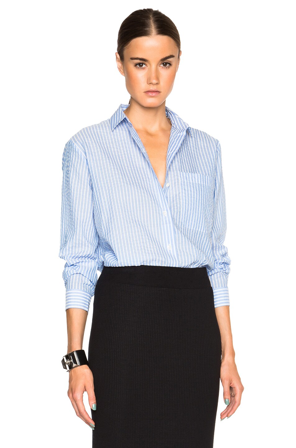 Image 1 of ATM Anthony Thomas Melillo Candy Stripe Top in Blue & Natural