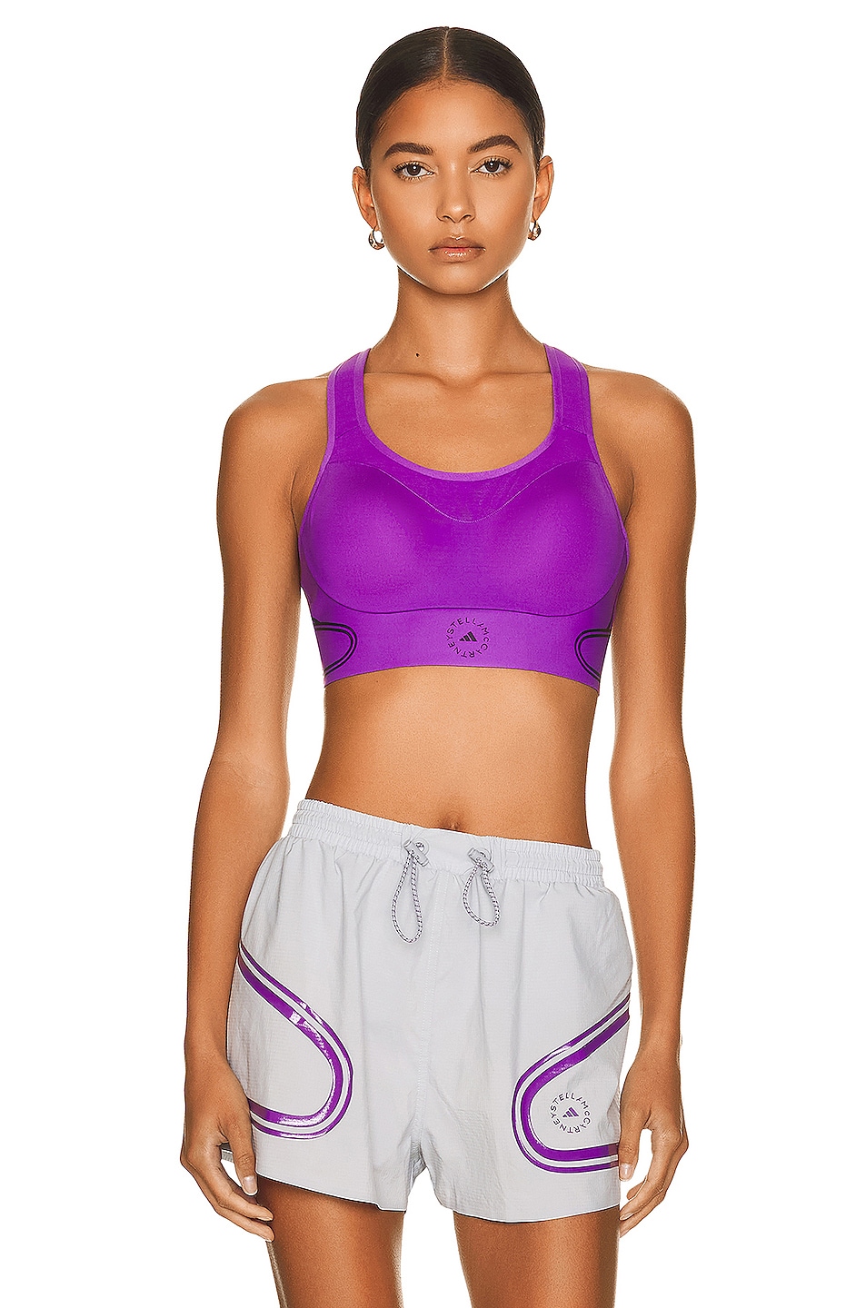 Image 1 of adidas by Stella McCartney True Pace High Support Sports Bra in Active Purple