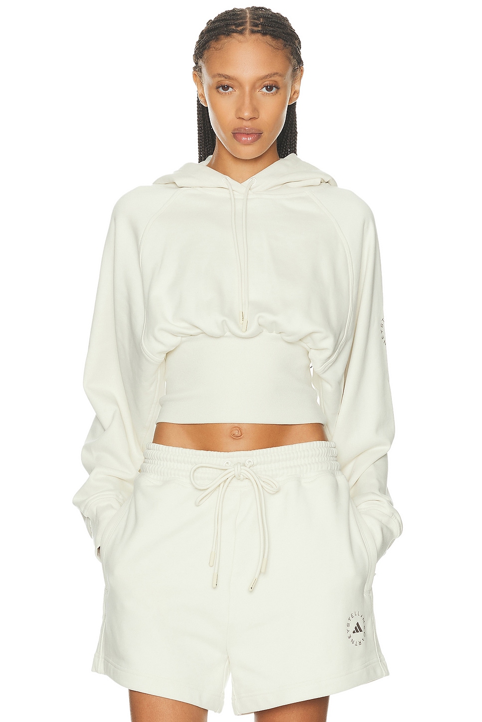 Image 1 of adidas by Stella McCartney Cropped Hoodie in Almond Milk