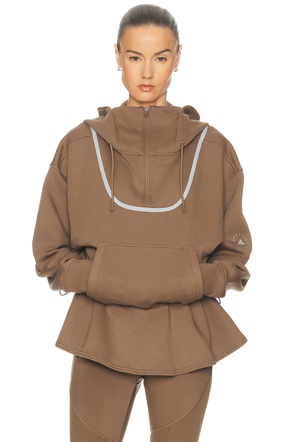 Adidas By Stella Mccartney Peplum Hoodie In Brown