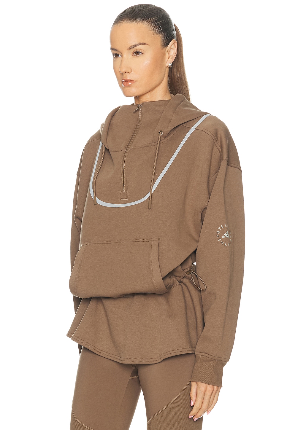 Adidas By Stella Mccartney Peplum Hoodie In Brown