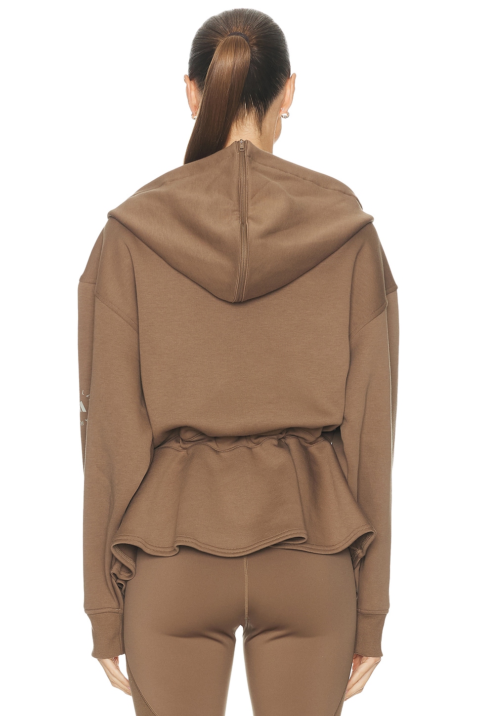 Image 3 of adidas by Stella McCartney Peplum Hoodie in Brown Moss