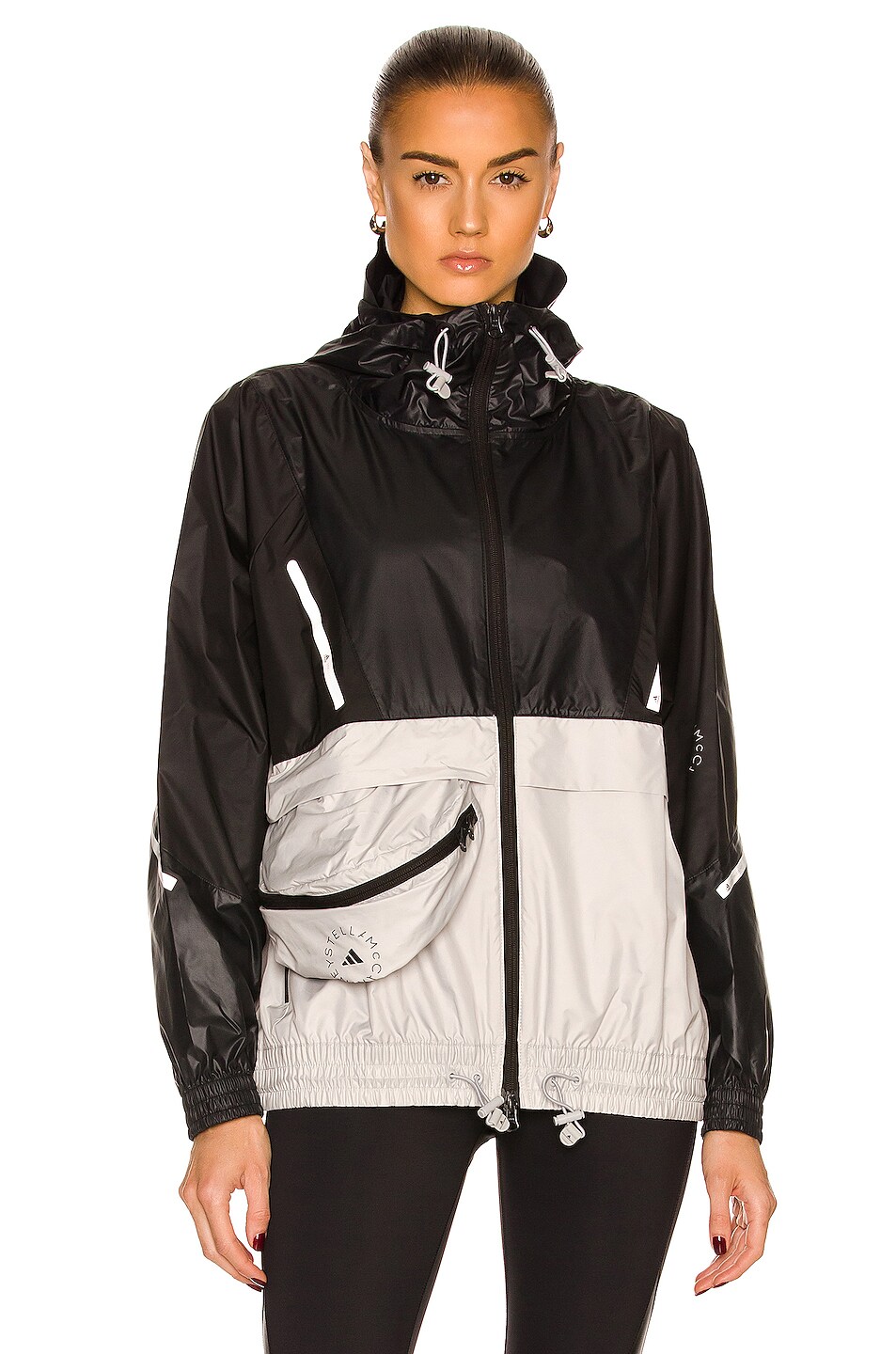 Image 1 of adidas by Stella McCartney Windbreaker Jacket in Black & Grey