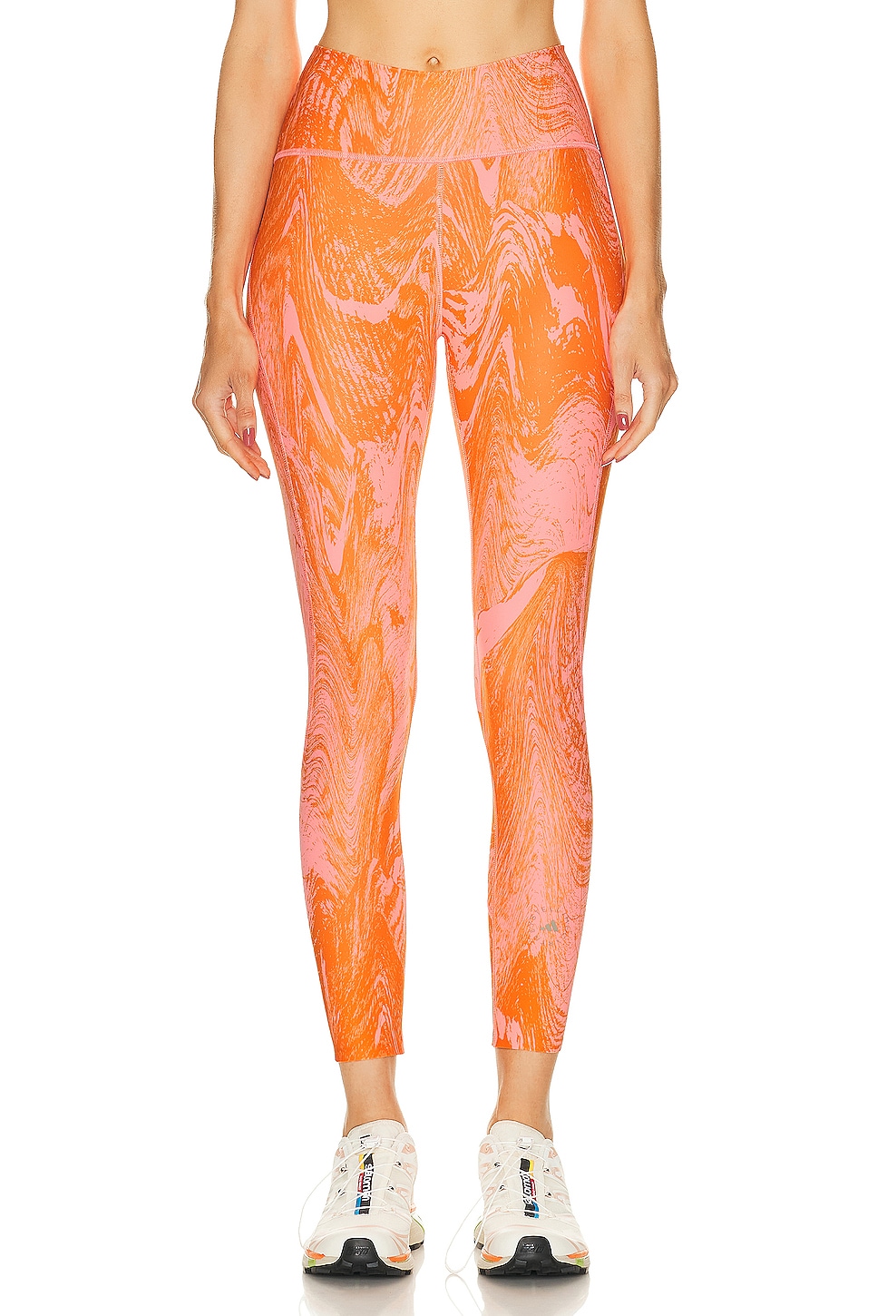 Image 1 of adidas by Stella McCartney True Purpose Optime 7/8 Legging in Light Flash Red & Unity Orange