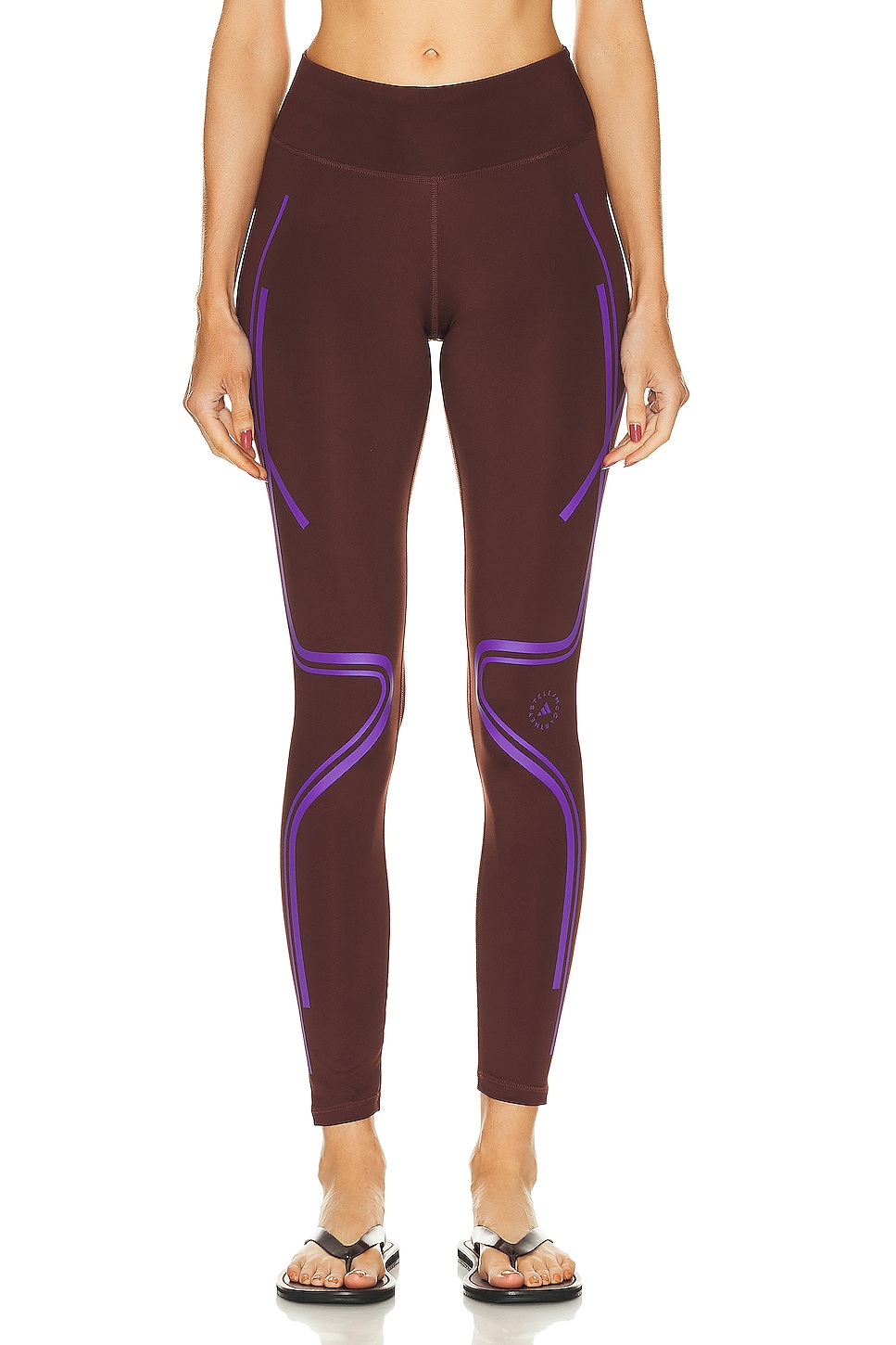 Image 1 of adidas by Stella McCartney True Pace Running Legging in Bitter Chocolate & Deep Lilac