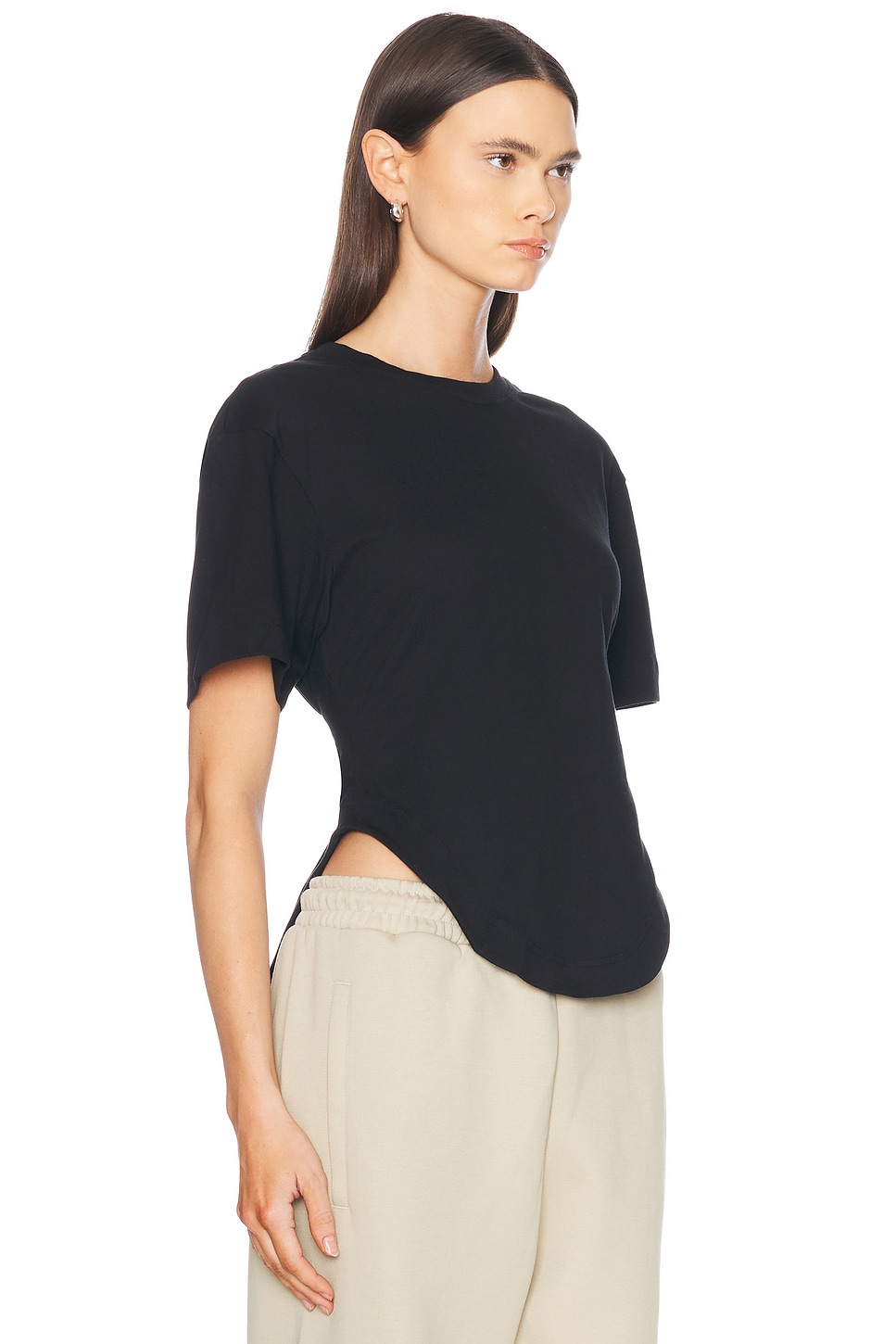 Adidas By Stella Mccartney Elasticated-waist Organic-cotton T-shirt In Black