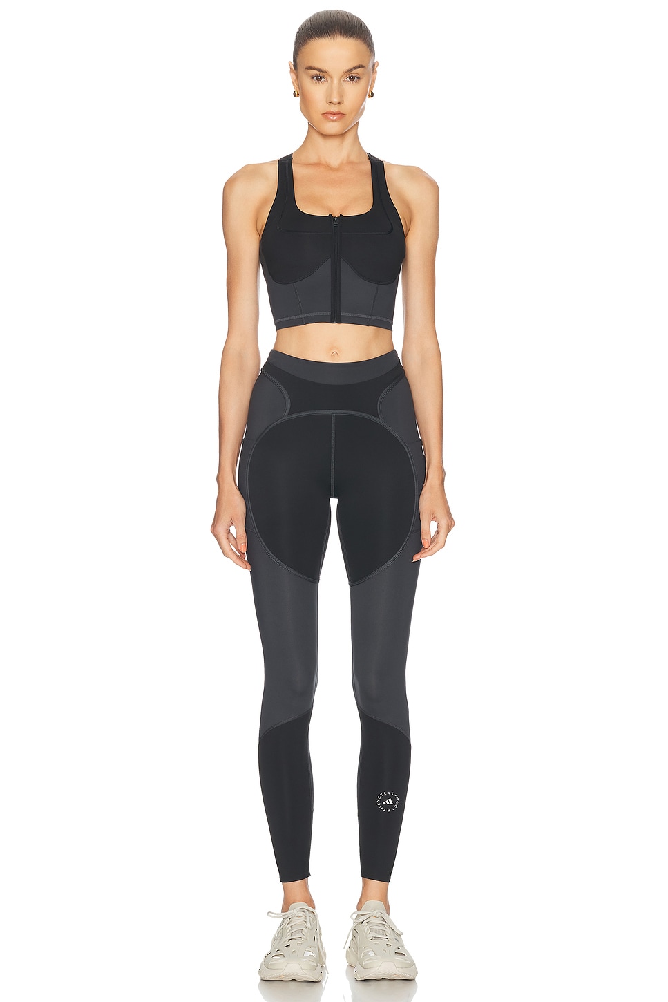 adidas by Stella McCartney - Two-Tone Zipped Crop Top | Plush