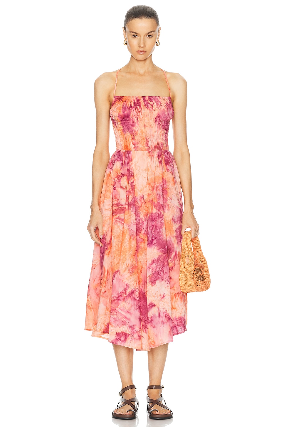 Image 1 of All That Remains Kai Dress in Plum & Peach Tie Dye