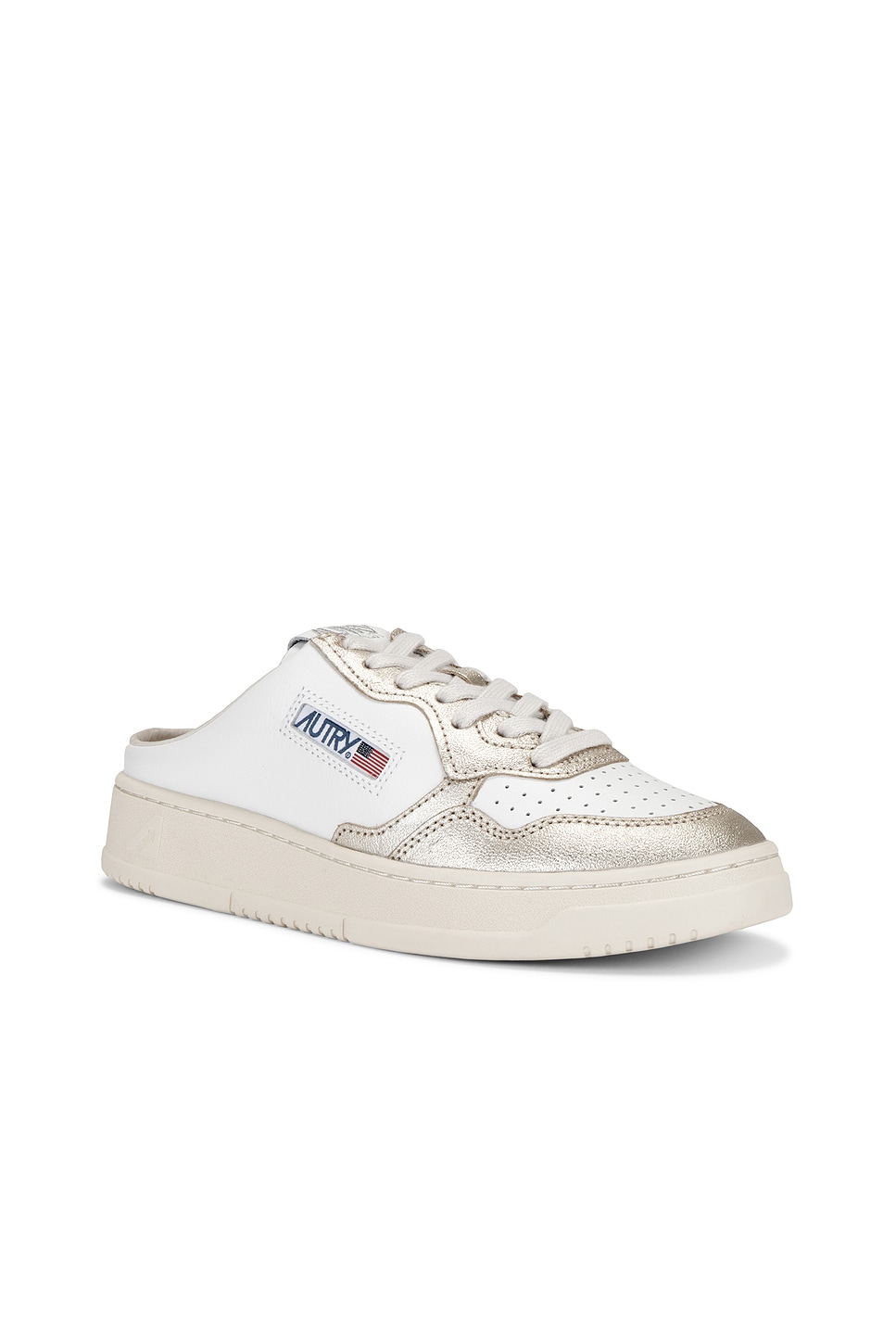 Shop Autry Mule Sneaker In White & Platinum