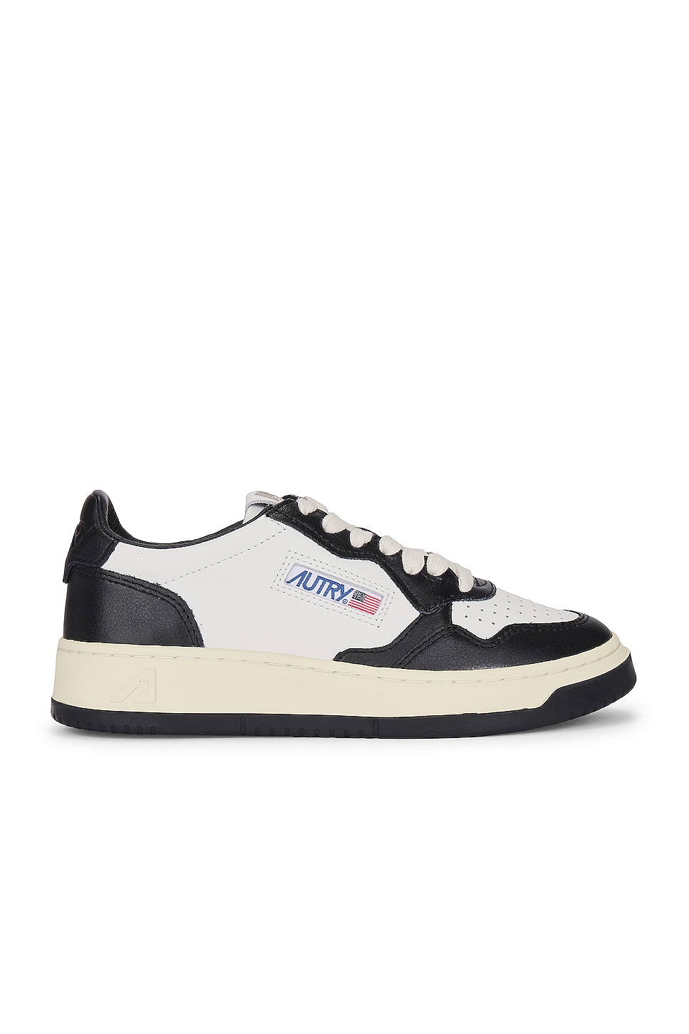 Image 1 of Autry Medalist Low Sneaker in Leather, Leather White, & Leather Black