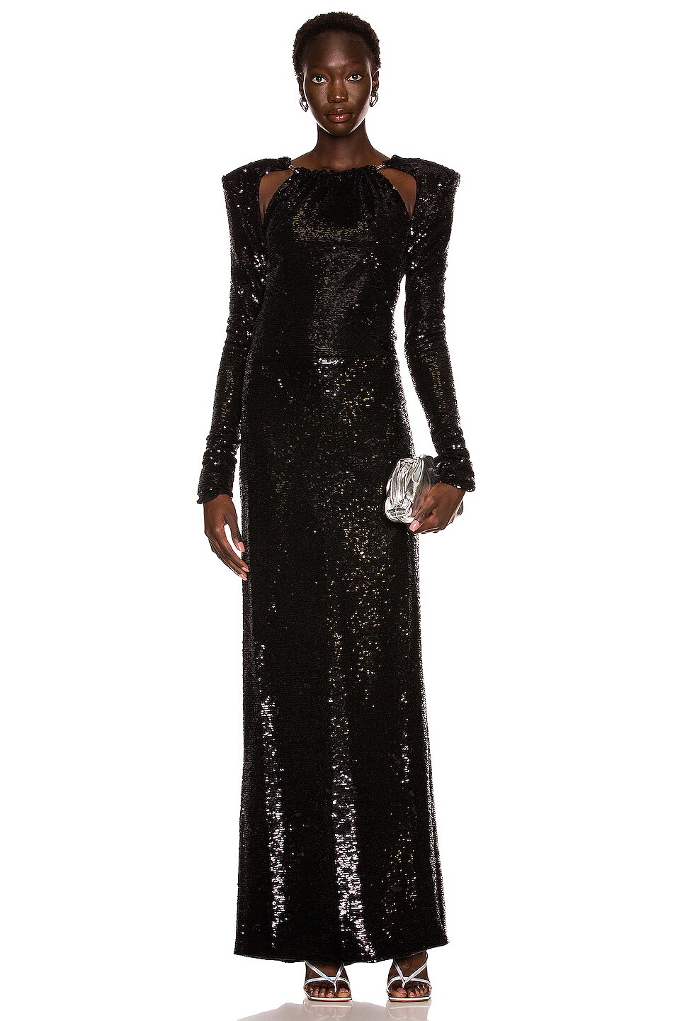 Image 1 of THE ATTICO Sequin Cut Out Gown in Black