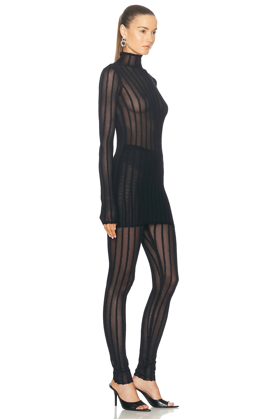 Attico Sheer Mini Dress In Black