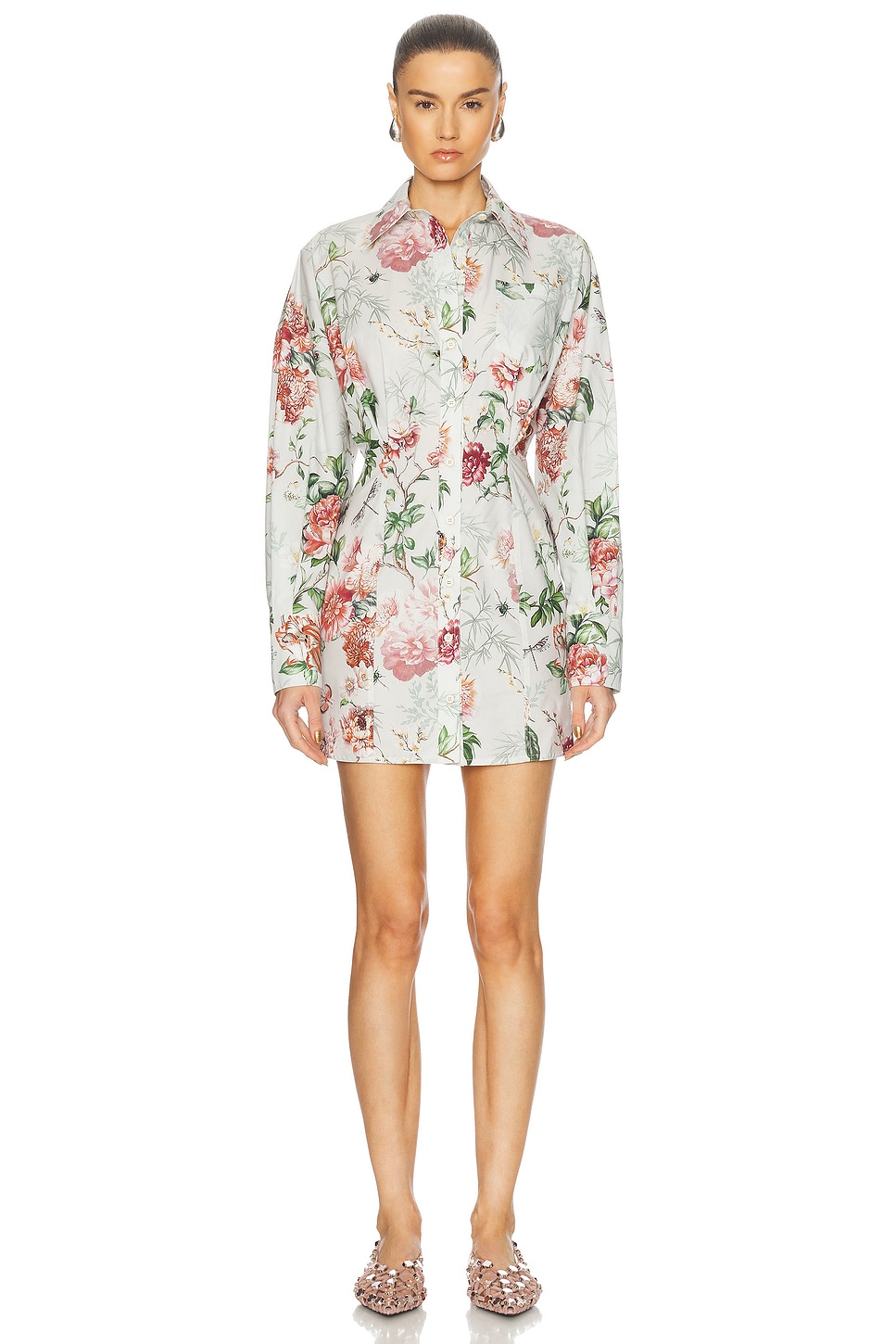 Image 1 of THE ATTICO Long Sleeve Mini Dress in Ivory