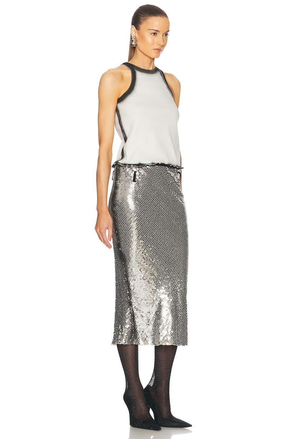 Attico Sequin Dress Dresses In White & Silver