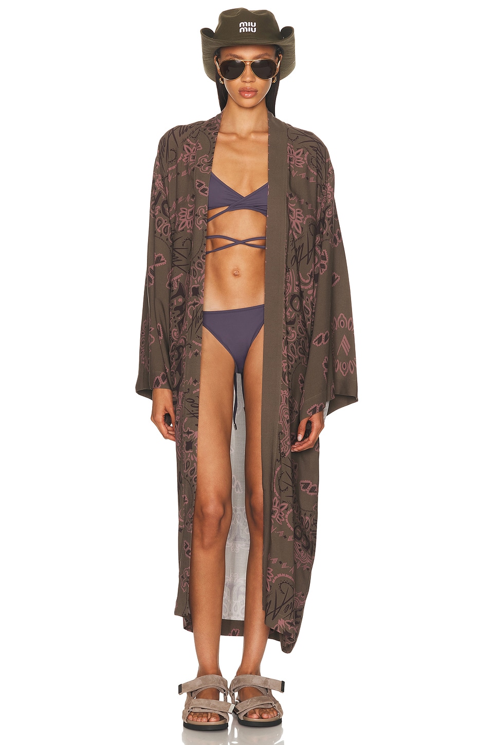 Image 1 of THE ATTICO Bandana Printed Caftan in Military Green